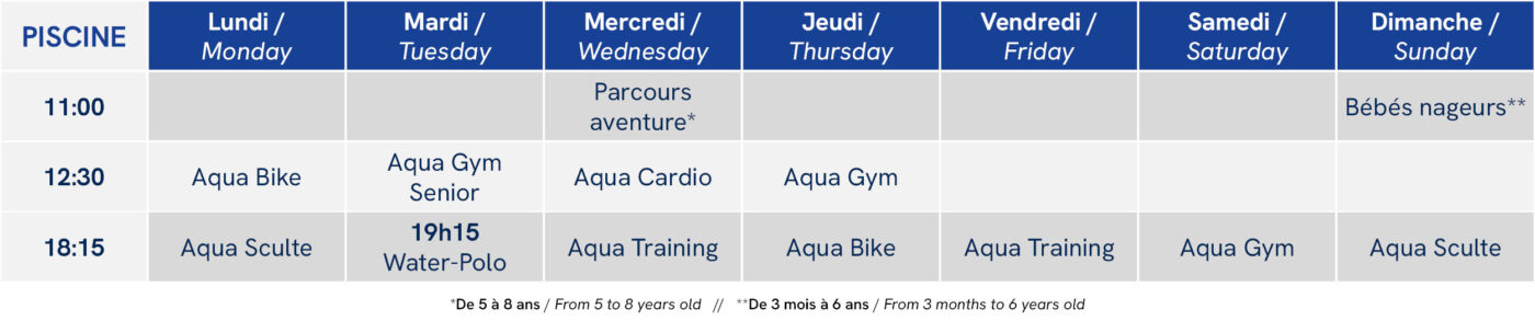 Planning Piscine Web Hiver